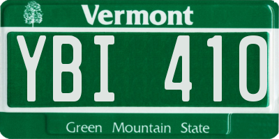 VT license plate YBI410