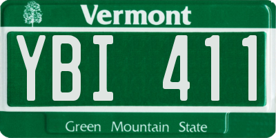 VT license plate YBI411
