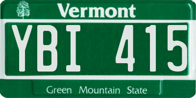 VT license plate YBI415