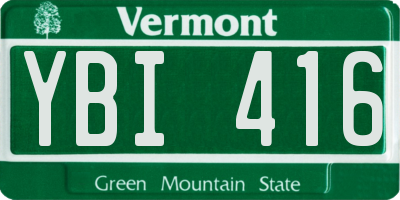 VT license plate YBI416