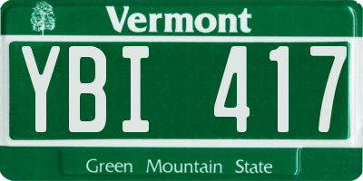 VT license plate YBI417