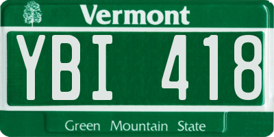 VT license plate YBI418