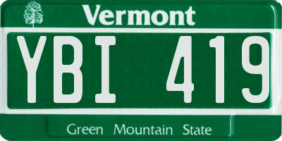 VT license plate YBI419