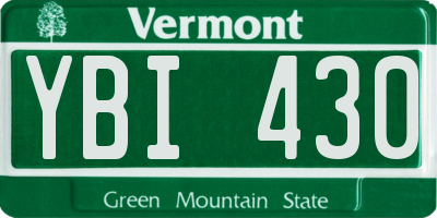 VT license plate YBI430
