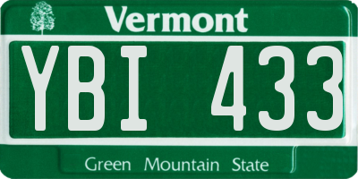 VT license plate YBI433