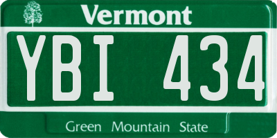 VT license plate YBI434