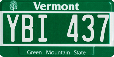 VT license plate YBI437