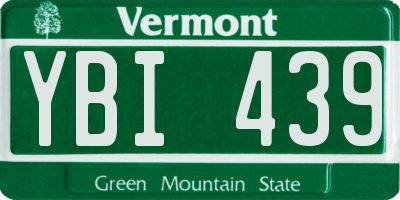 VT license plate YBI439