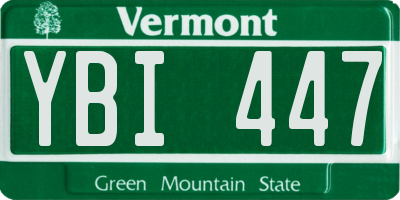 VT license plate YBI447