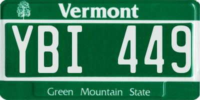 VT license plate YBI449