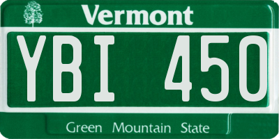 VT license plate YBI450