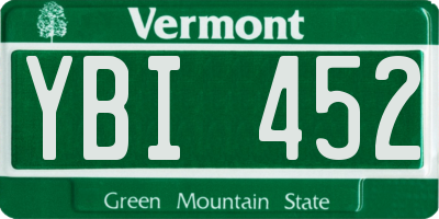 VT license plate YBI452