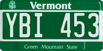 VT license plate YBI453