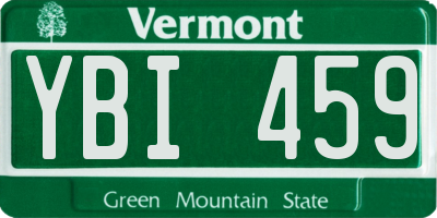 VT license plate YBI459
