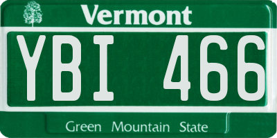 VT license plate YBI466