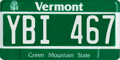 VT license plate YBI467