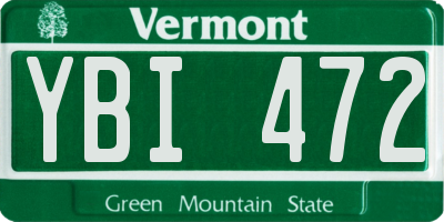 VT license plate YBI472