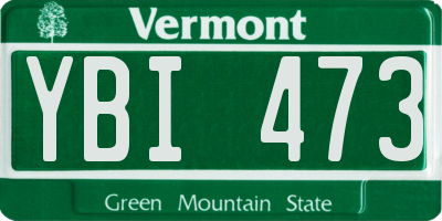 VT license plate YBI473