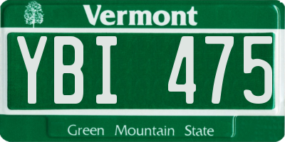 VT license plate YBI475