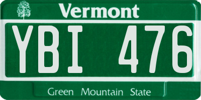 VT license plate YBI476
