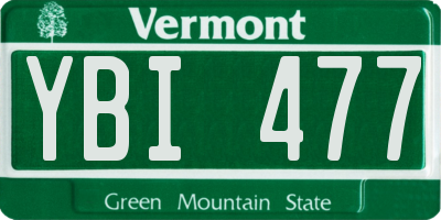 VT license plate YBI477