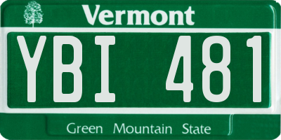VT license plate YBI481