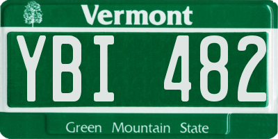 VT license plate YBI482