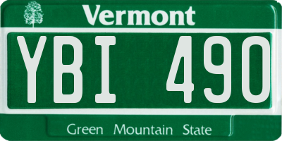 VT license plate YBI490