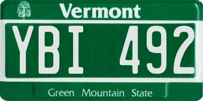 VT license plate YBI492