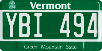 VT license plate YBI494