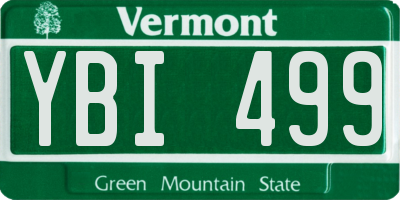 VT license plate YBI499