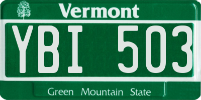 VT license plate YBI503