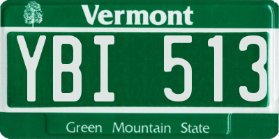 VT license plate YBI513