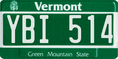 VT license plate YBI514