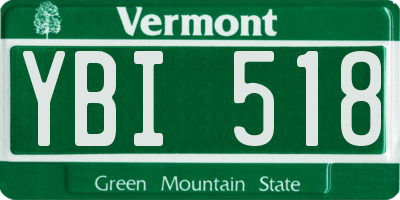 VT license plate YBI518