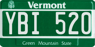 VT license plate YBI520