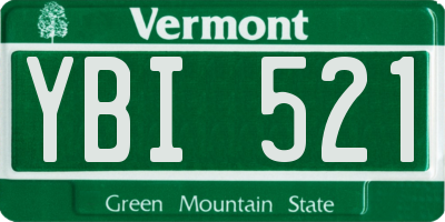 VT license plate YBI521