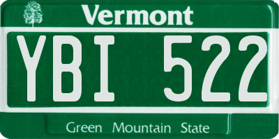 VT license plate YBI522