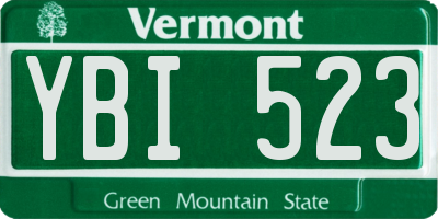 VT license plate YBI523