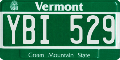 VT license plate YBI529
