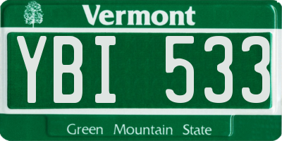 VT license plate YBI533