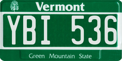 VT license plate YBI536