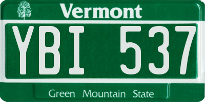 VT license plate YBI537