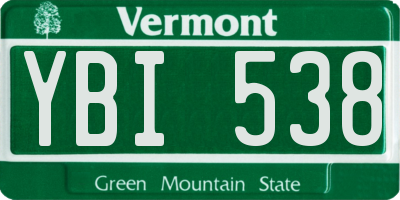 VT license plate YBI538