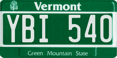 VT license plate YBI540