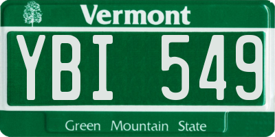 VT license plate YBI549