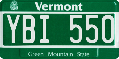 VT license plate YBI550
