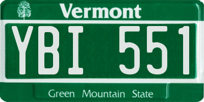 VT license plate YBI551