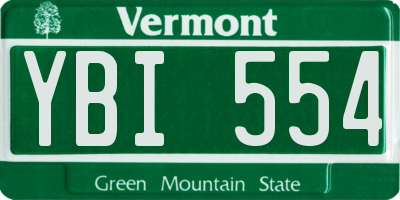 VT license plate YBI554
