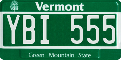 VT license plate YBI555